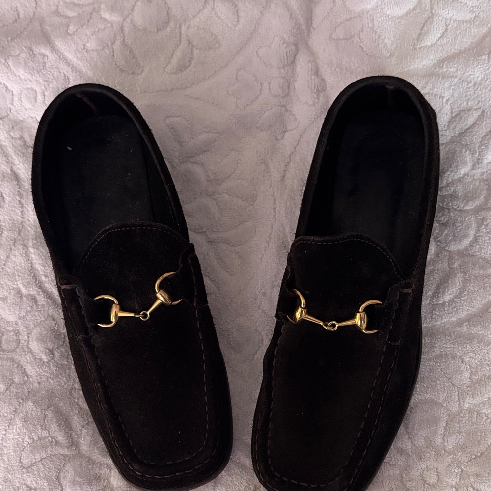 Gucci Brown Suede Horsebit Loafers